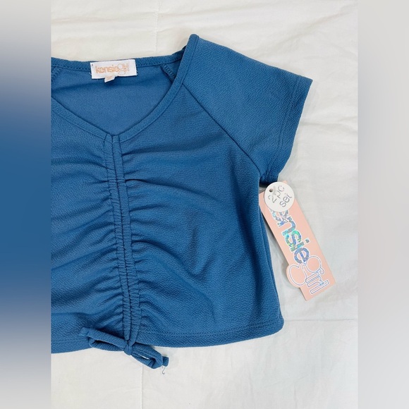 KENSIE GIRL • Girls Blue Short Sleeve Cinch Top NWT 7/8 - Picture 7 of 9